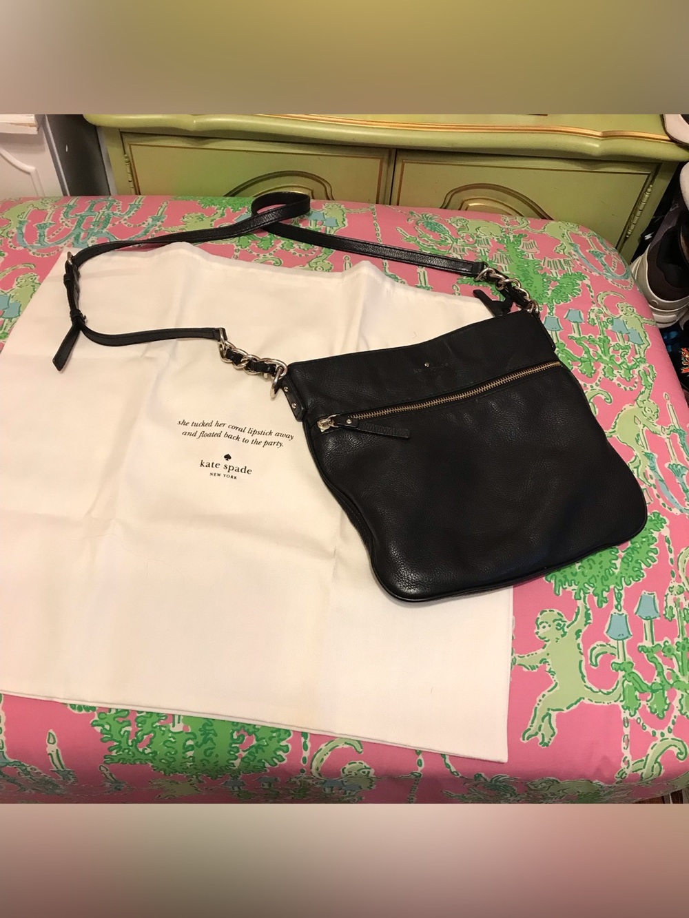 Kate Spade black and silver cobble hill Ellen crossbody purse